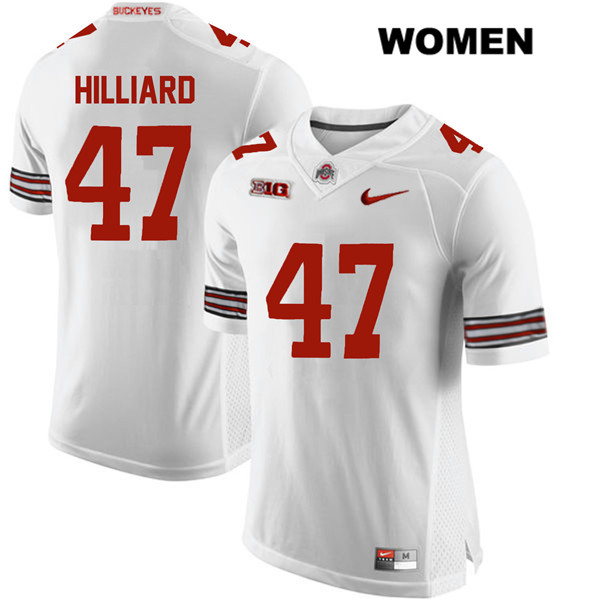 Ohio State Buckeyes Women's Justin Hilliard #47 White Authentic Nike College NCAA Stitched Football Jersey AR19L15DY